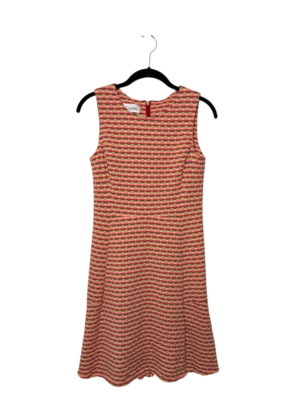 Sara Campbell Fit and Flare Pink Coral Wave Print Dress Size XS